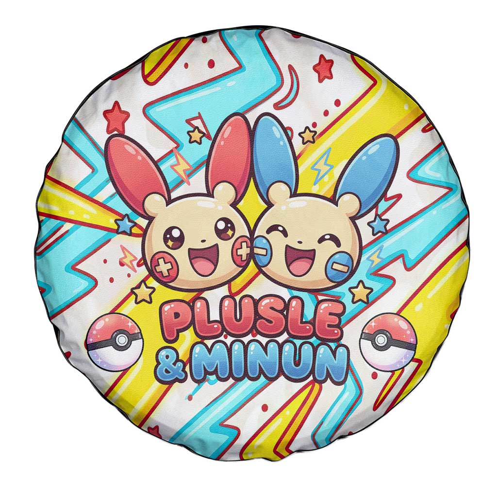 Plusle & Minun Spare Tire Cover Colorful Kawaii Lightning Pop Art