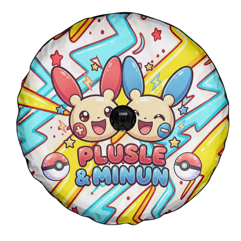 Plusle & Minun Spare Tire Cover Colorful Kawaii Lightning Pop Art