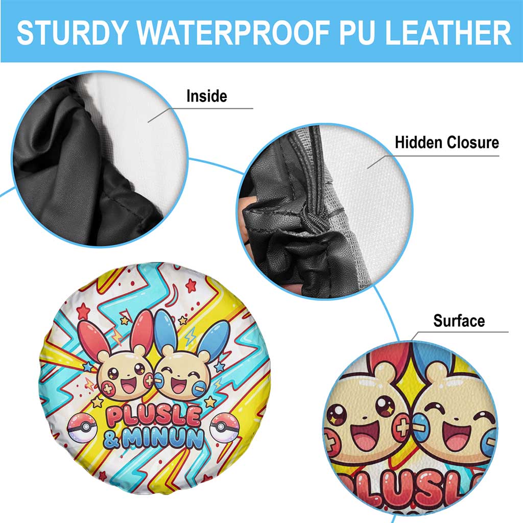Plusle & Minun Spare Tire Cover Colorful Kawaii Lightning Pop Art