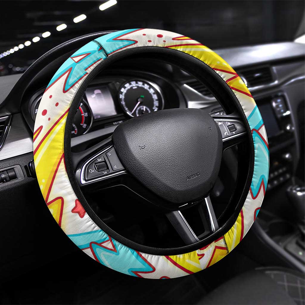 Plusle & Minun Steering Wheel Cover Colorful Kawaii Lightning Pop Art