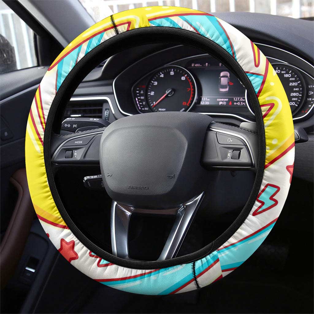 Plusle & Minun Steering Wheel Cover Colorful Kawaii Lightning Pop Art