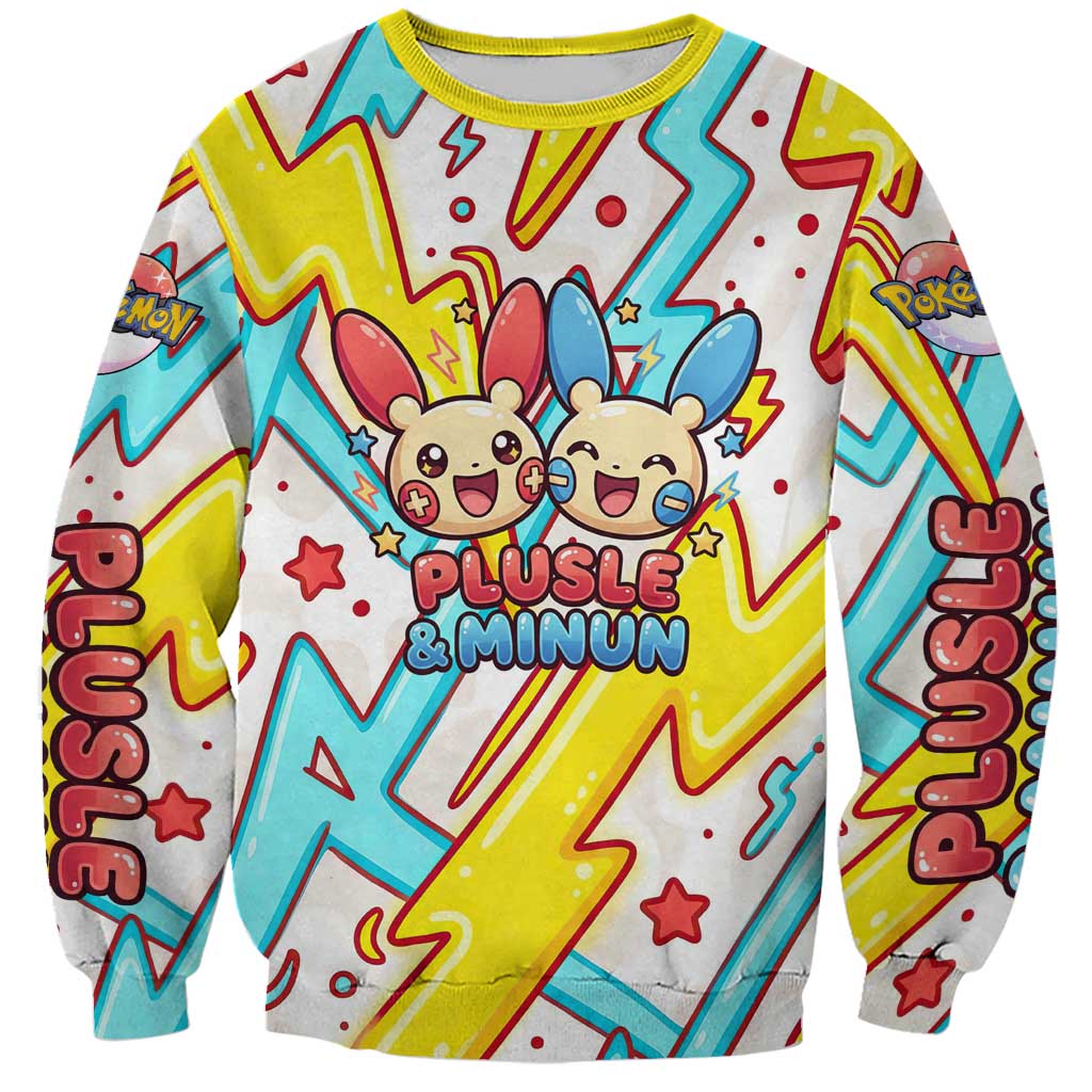 Plusle & Minun Sweatshirt Colorful Kawaii Lightning Pop Art
