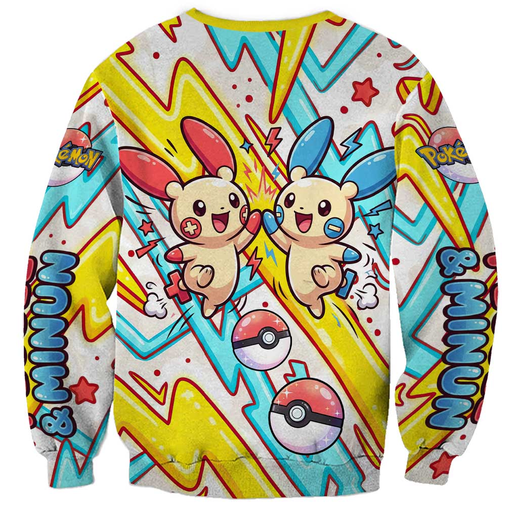 Plusle & Minun Sweatshirt Colorful Kawaii Lightning Pop Art