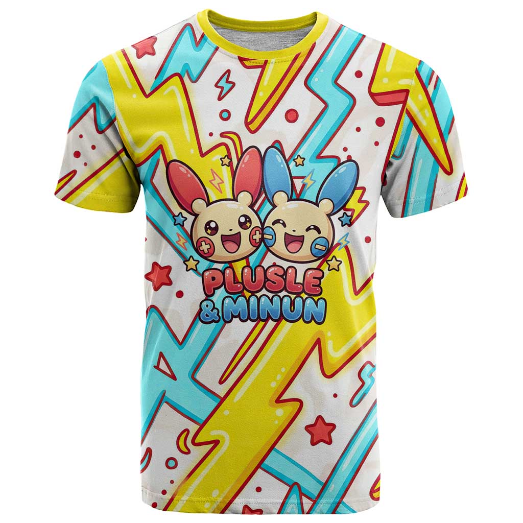 Plusle & Minun T Shirt Colorful Kawaii Lightning Pop Art