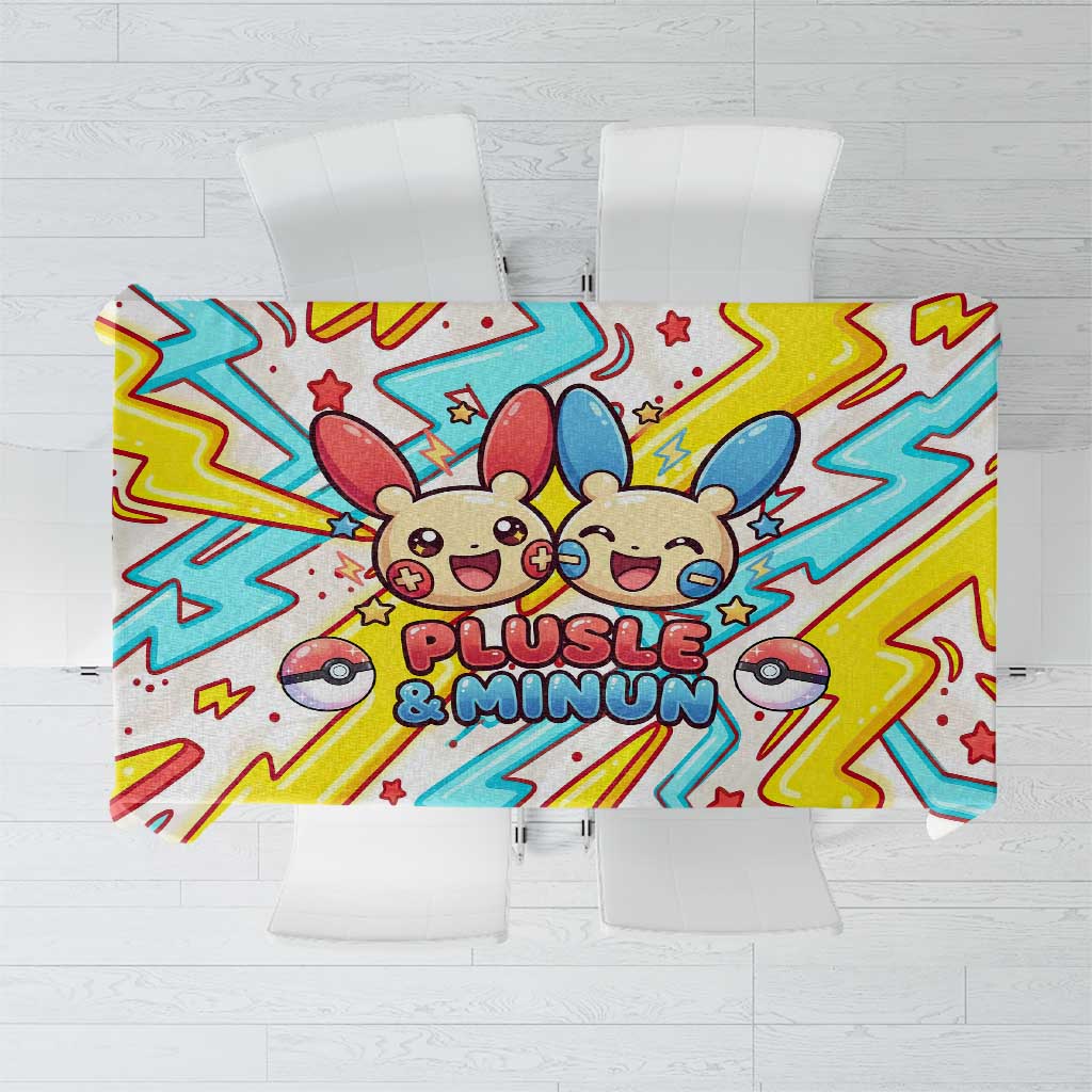 Plusle & Minun Tablecloth Colorful Kawaii Lightning Pop Art