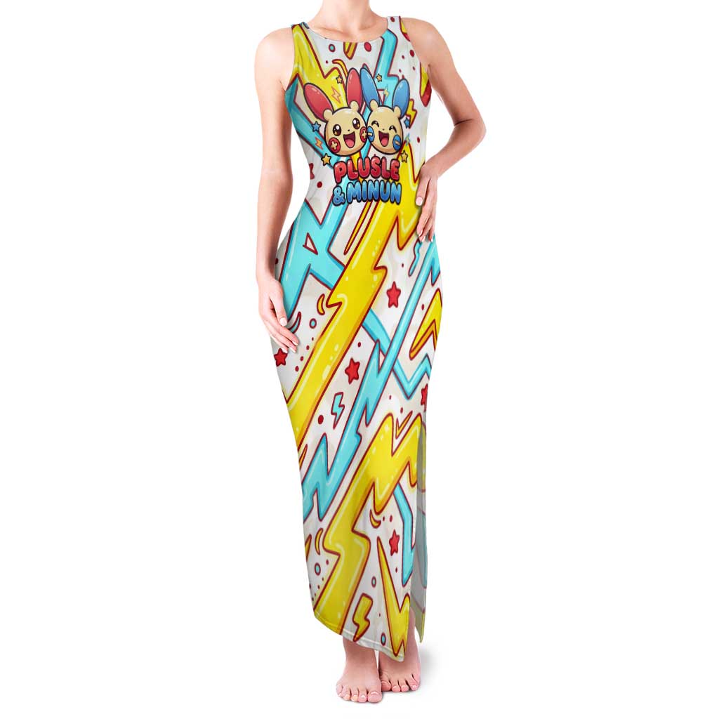 Plusle & Minun Tank Maxi Dress Colorful Kawaii Lightning Pop Art