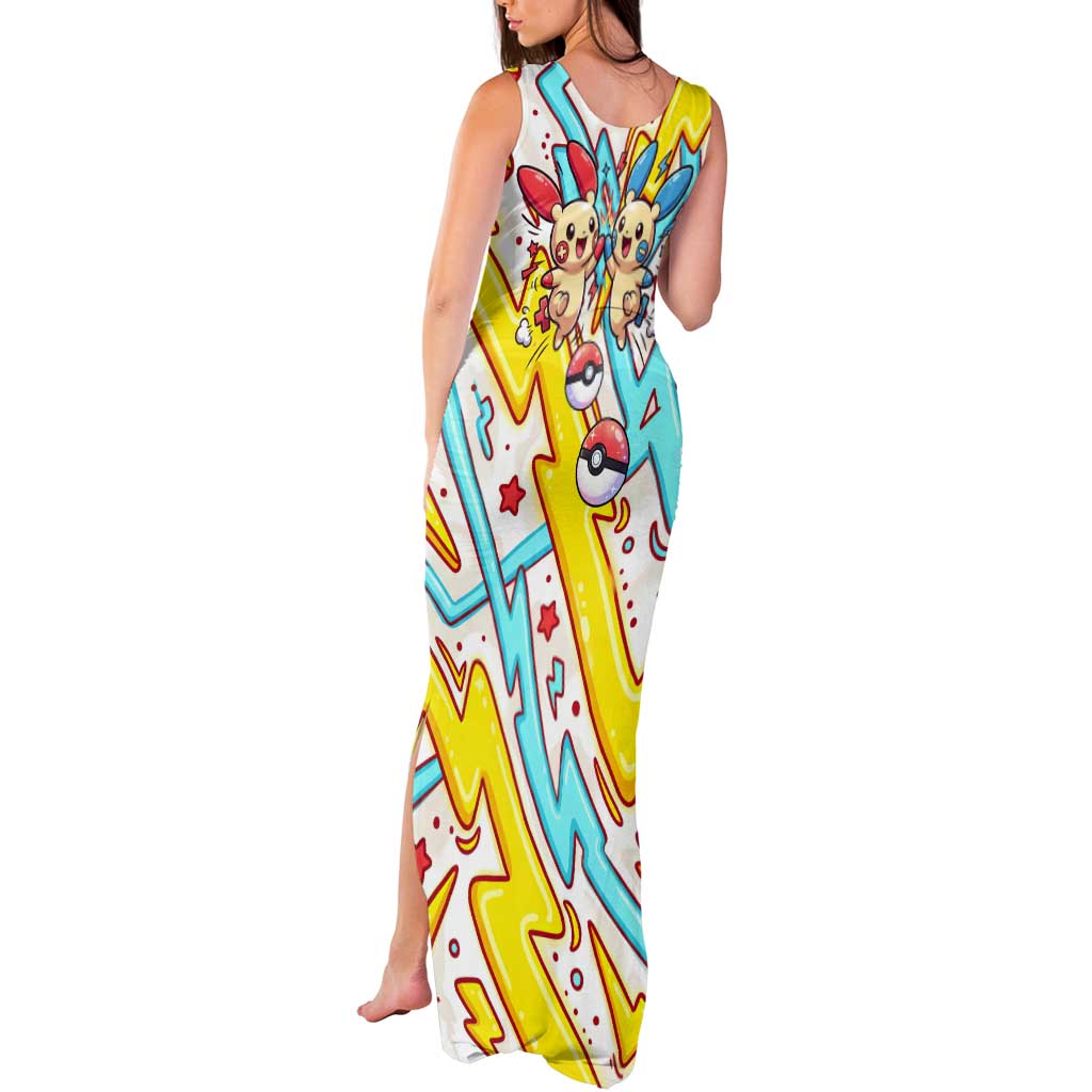 Plusle & Minun Tank Maxi Dress Colorful Kawaii Lightning Pop Art