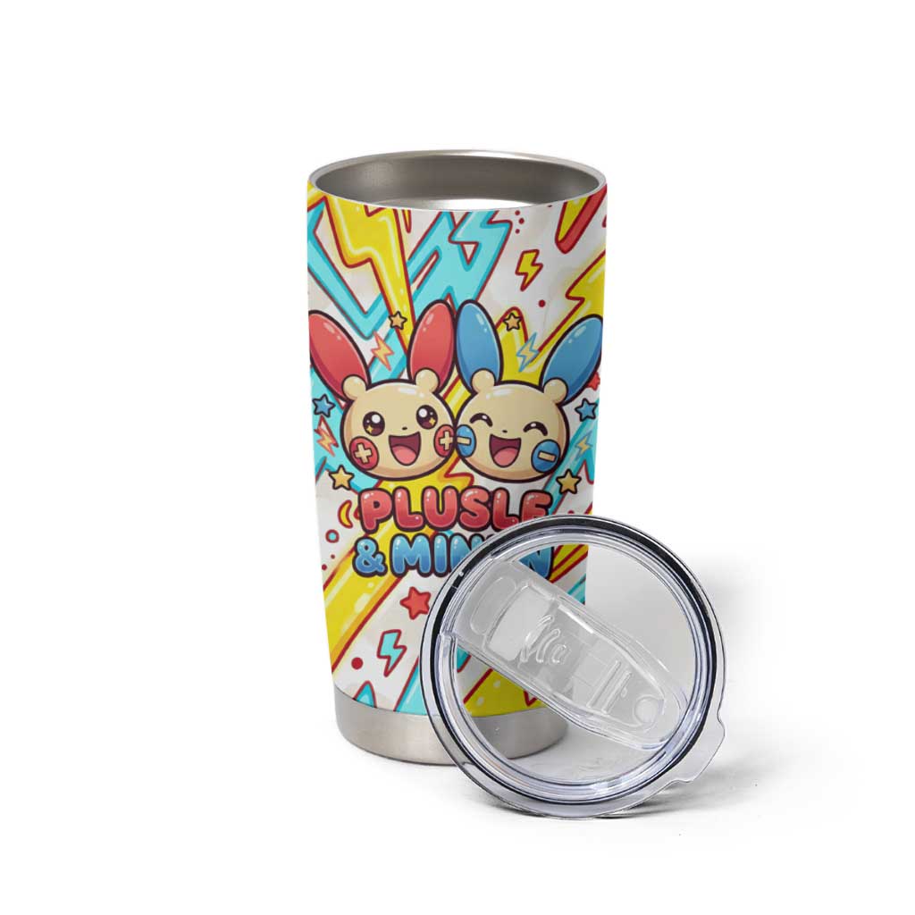 Plusle & Minun Tumbler Cup Colorful Kawaii Lightning Pop Art
