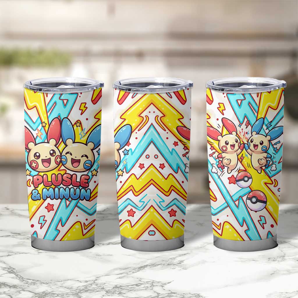 Plusle & Minun Tumbler Cup Colorful Kawaii Lightning Pop Art