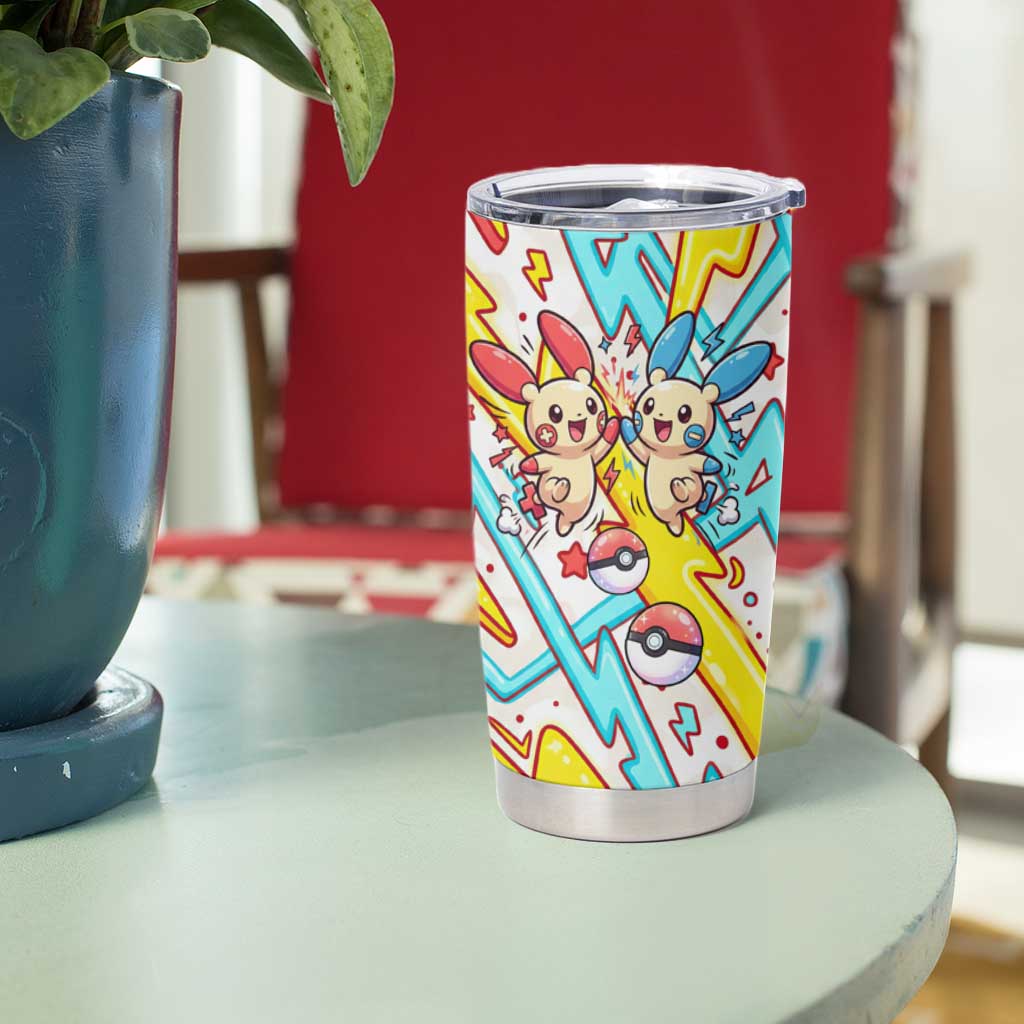 Plusle & Minun Tumbler Cup Colorful Kawaii Lightning Pop Art