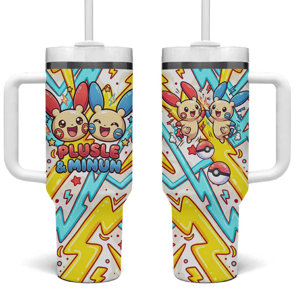 Plusle & Minun Tumbler With Handle Colorful Kawaii Lightning Pop Art