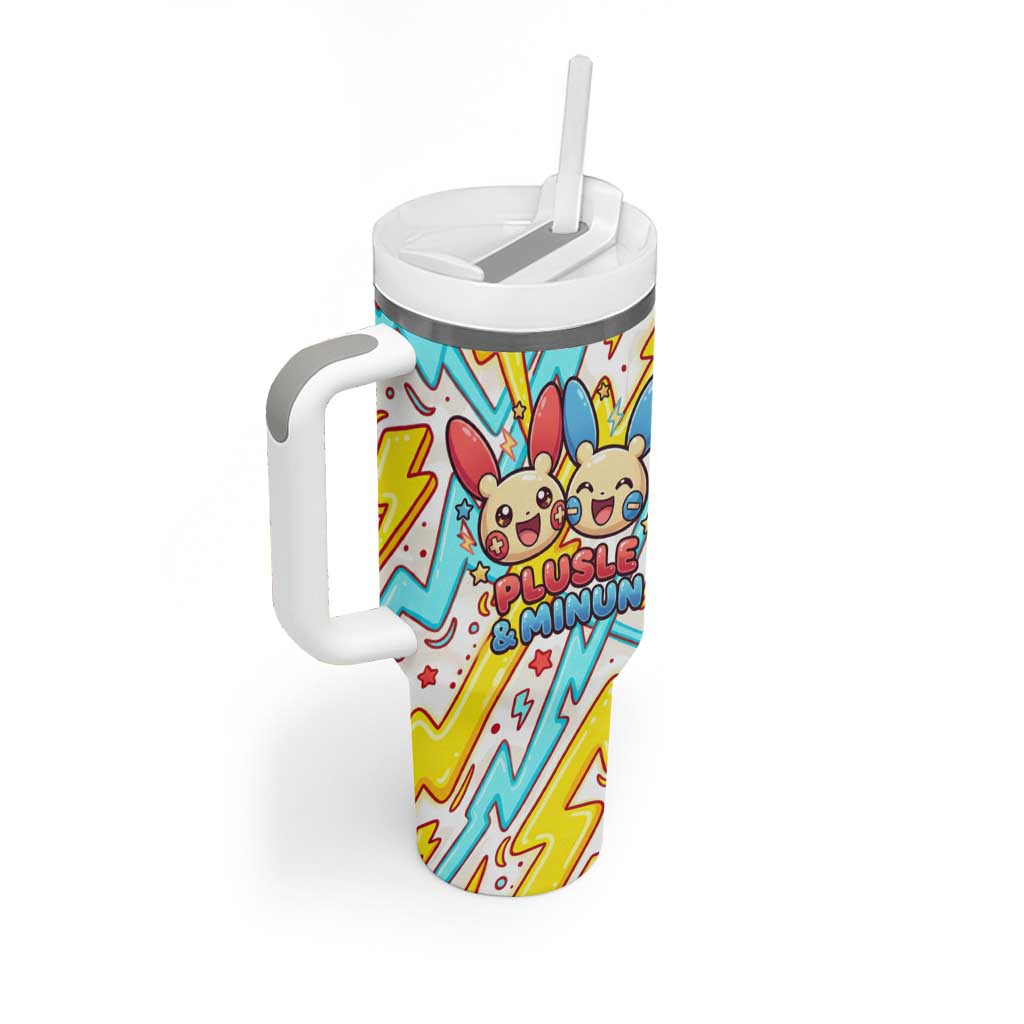 Plusle & Minun Tumbler With Handle Colorful Kawaii Lightning Pop Art