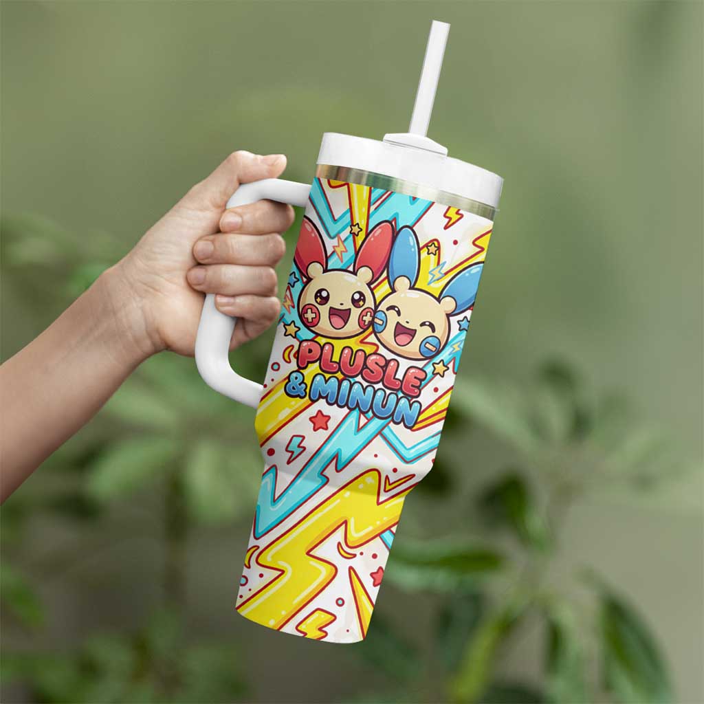 Plusle & Minun Tumbler With Handle Colorful Kawaii Lightning Pop Art