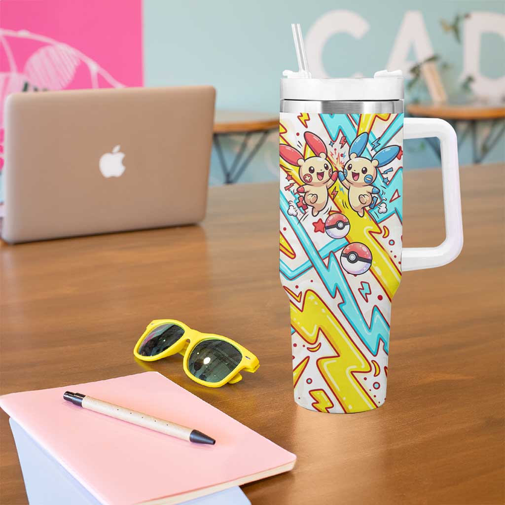 Plusle & Minun Tumbler With Handle Colorful Kawaii Lightning Pop Art