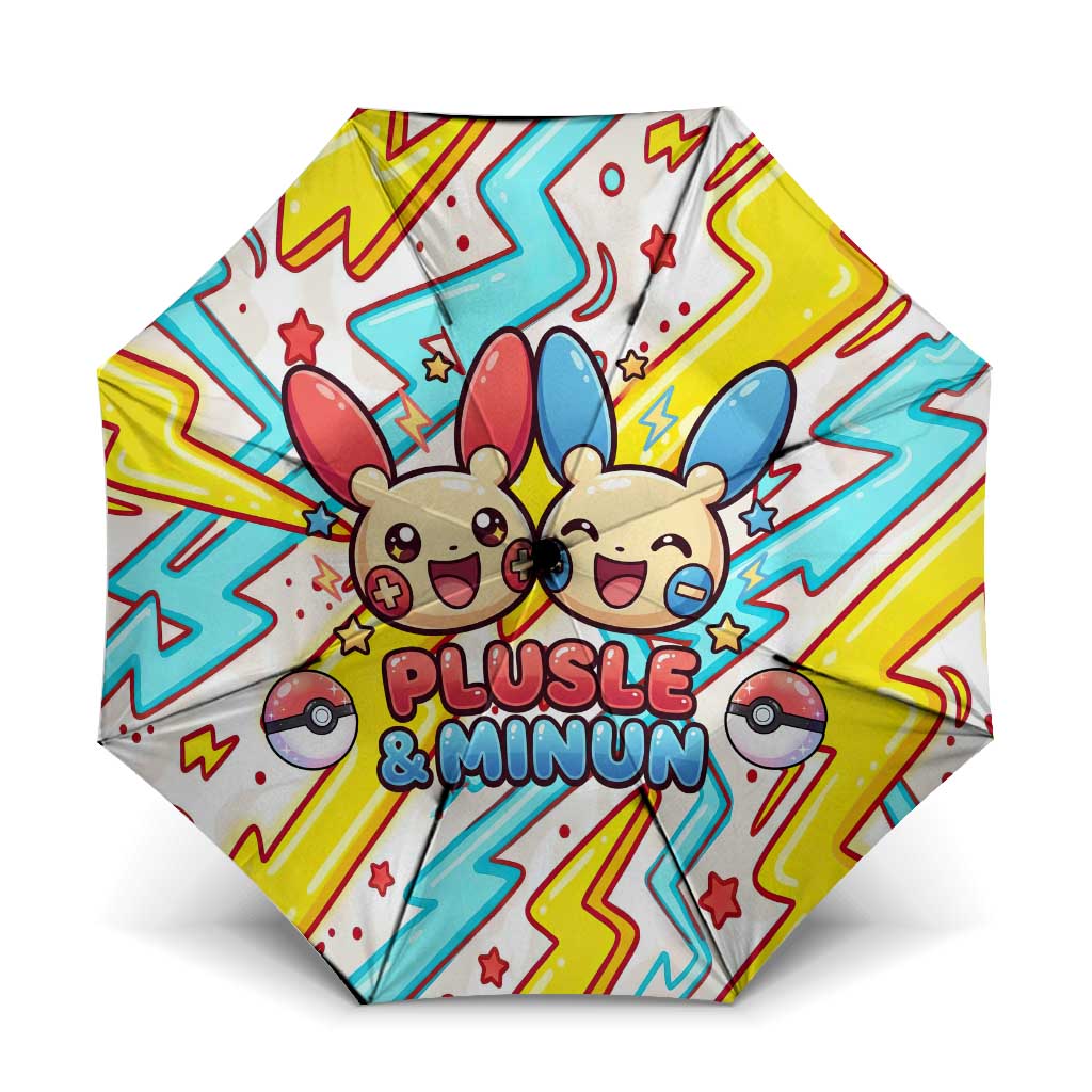 Plusle & Minun Umbrella Colorful Kawaii Lightning Pop Art