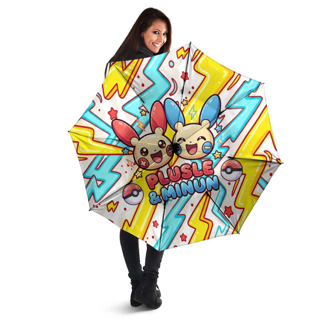 Plusle & Minun Umbrella Colorful Kawaii Lightning Pop Art
