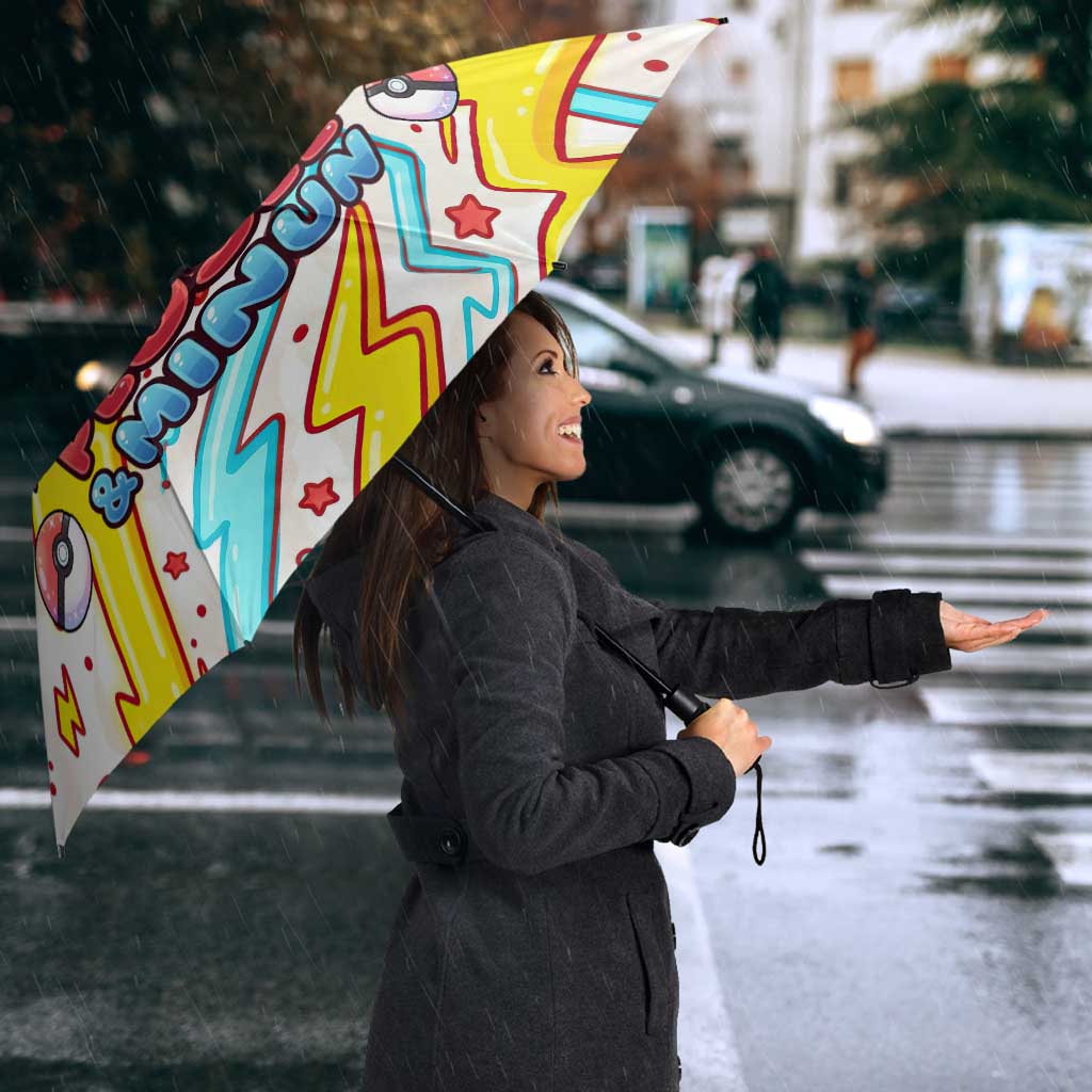 Plusle & Minun Umbrella Colorful Kawaii Lightning Pop Art