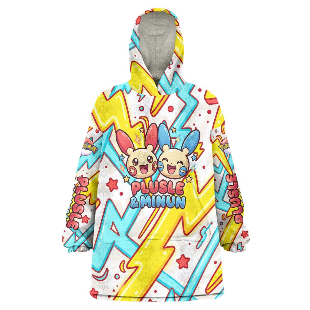 Plusle & Minun Wearable Blanket Hoodie Colorful Kawaii Lightning Pop Art