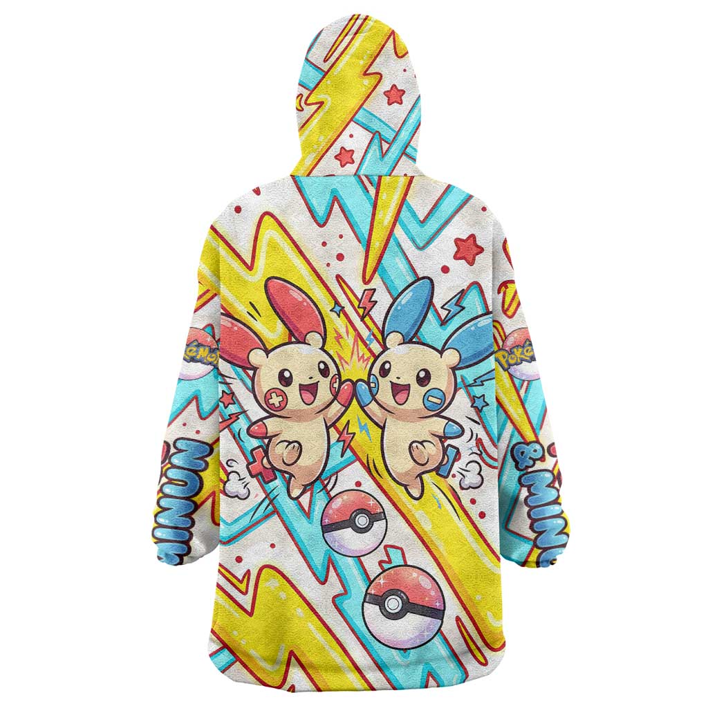Plusle & Minun Wearable Blanket Hoodie Colorful Kawaii Lightning Pop Art
