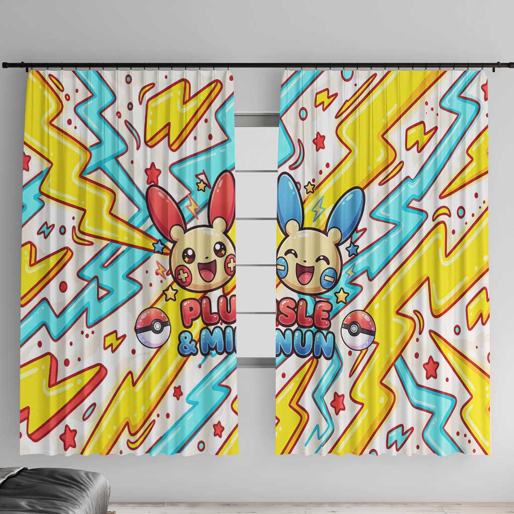 Plusle & Minun Window Curtain Colorful Kawaii Lightning Pop Art