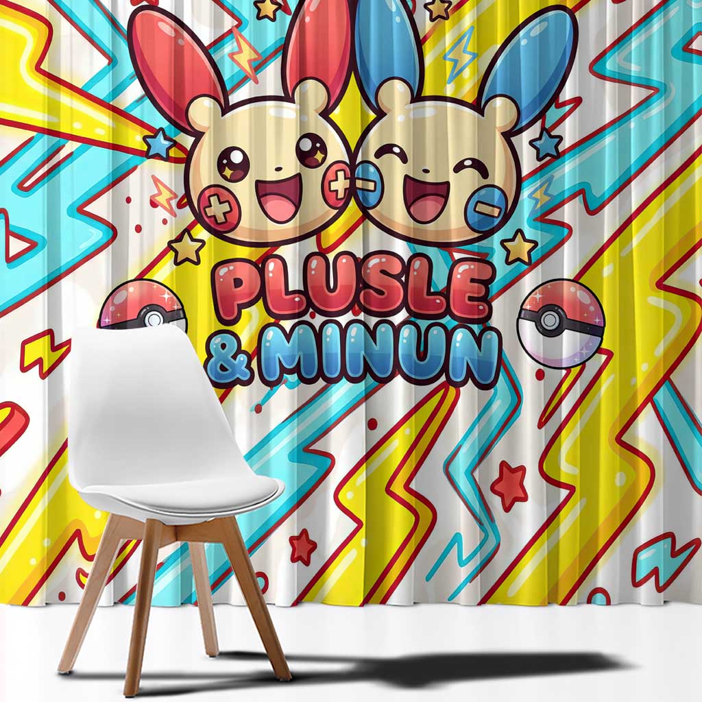 Plusle & Minun Window Curtain Colorful Kawaii Lightning Pop Art