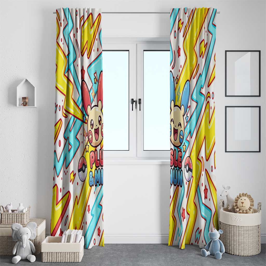Plusle & Minun Window Curtain Colorful Kawaii Lightning Pop Art
