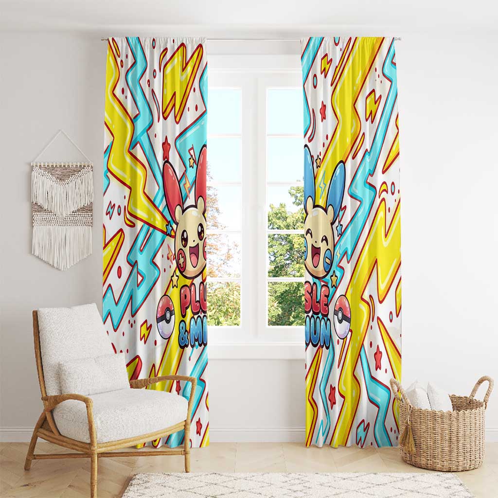 Plusle & Minun Window Curtain Colorful Kawaii Lightning Pop Art
