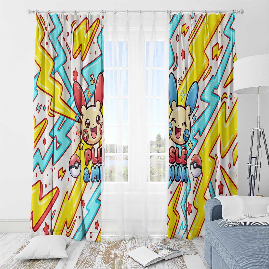 Plusle & Minun Window Curtain Colorful Kawaii Lightning Pop Art