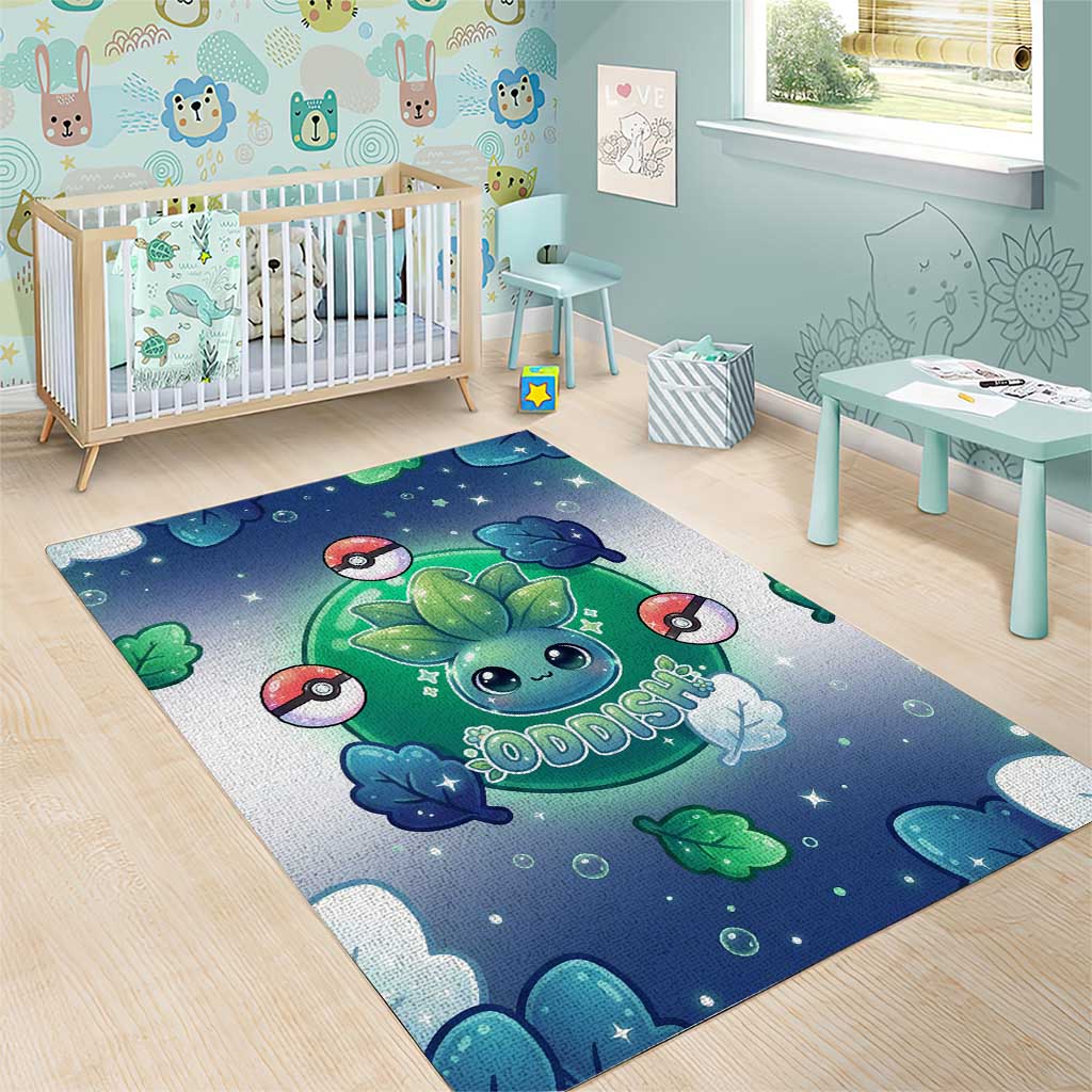 Oddish Area Rug Whimsical Kawaii Botanical Fantasy