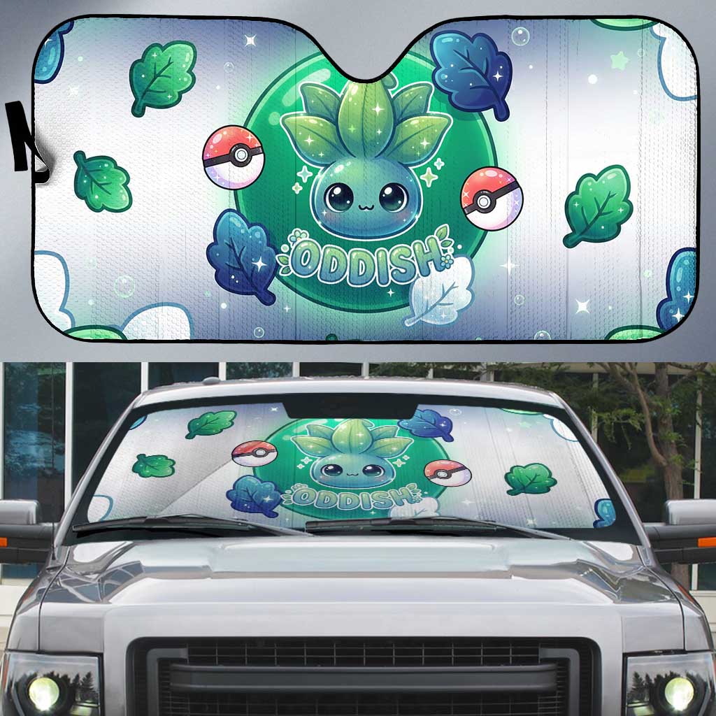 Oddish Auto Sun Shade Whimsical Kawaii Botanical Fantasy
