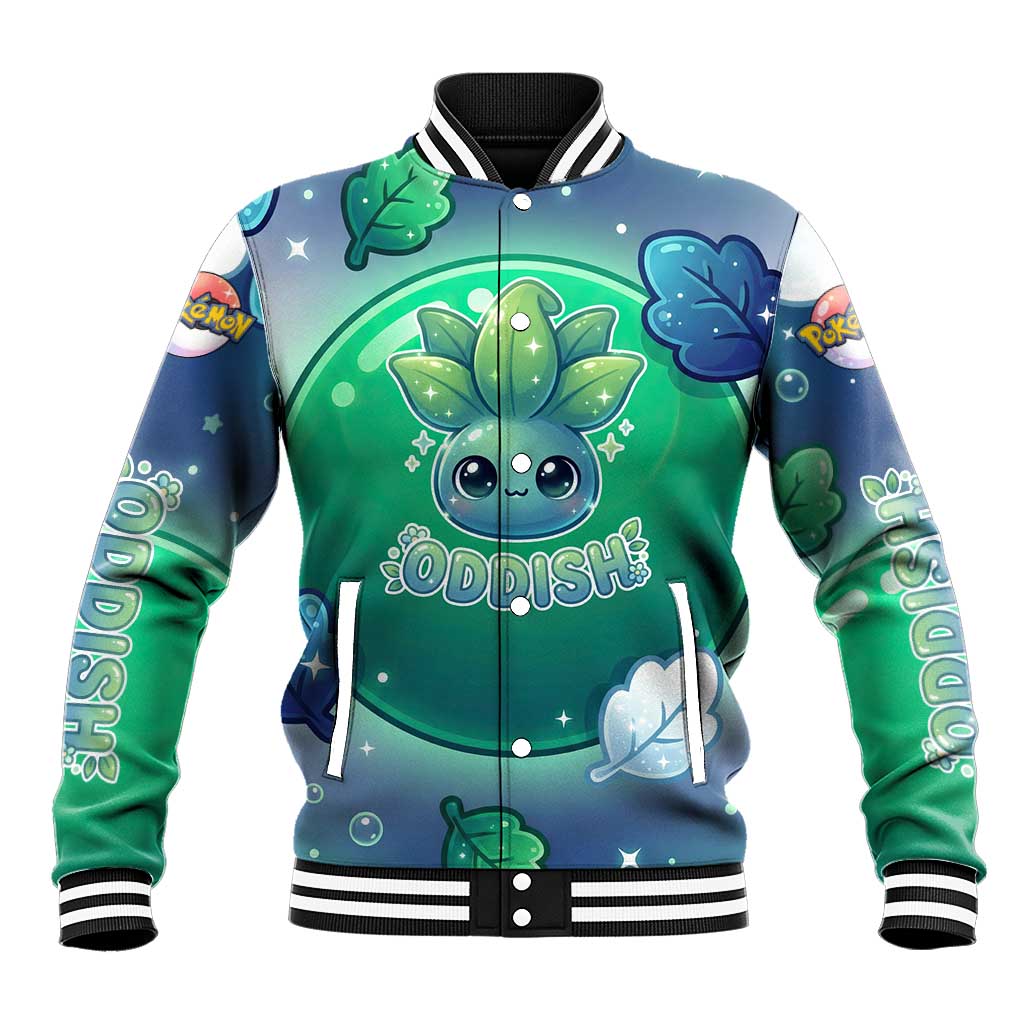 Oddish Baseball Jacket Whimsical Kawaii Botanical Fantasy