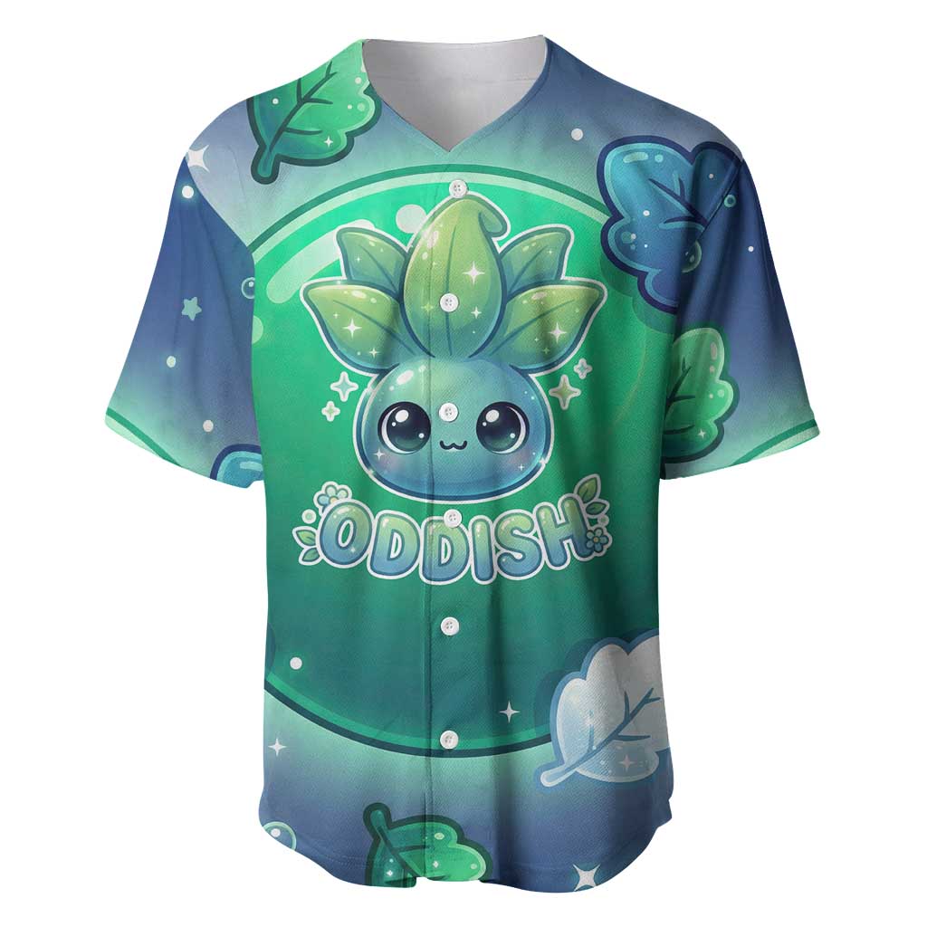 Oddish Baseball Jersey Whimsical Kawaii Botanical Fantasy