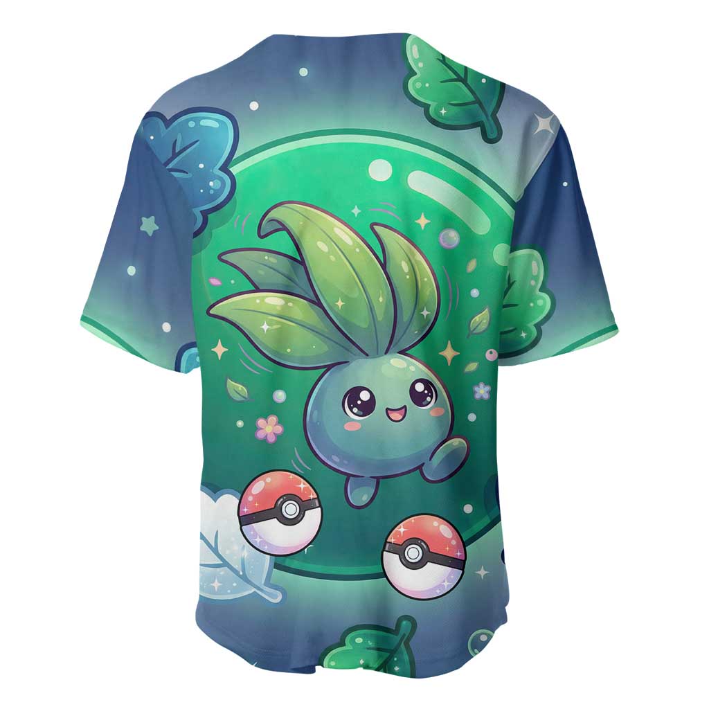 Oddish Baseball Jersey Whimsical Kawaii Botanical Fantasy