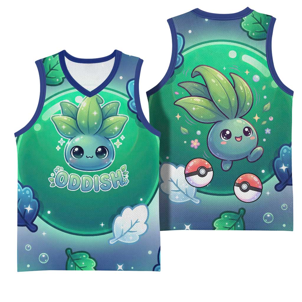 Oddish Basketball Jersey Whimsical Kawaii Botanical Fantasy