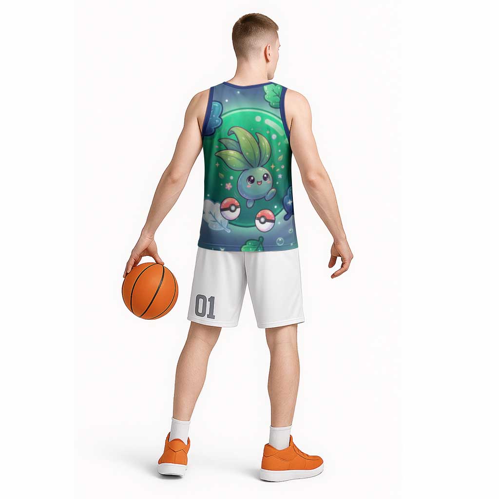 Oddish Basketball Jersey Whimsical Kawaii Botanical Fantasy