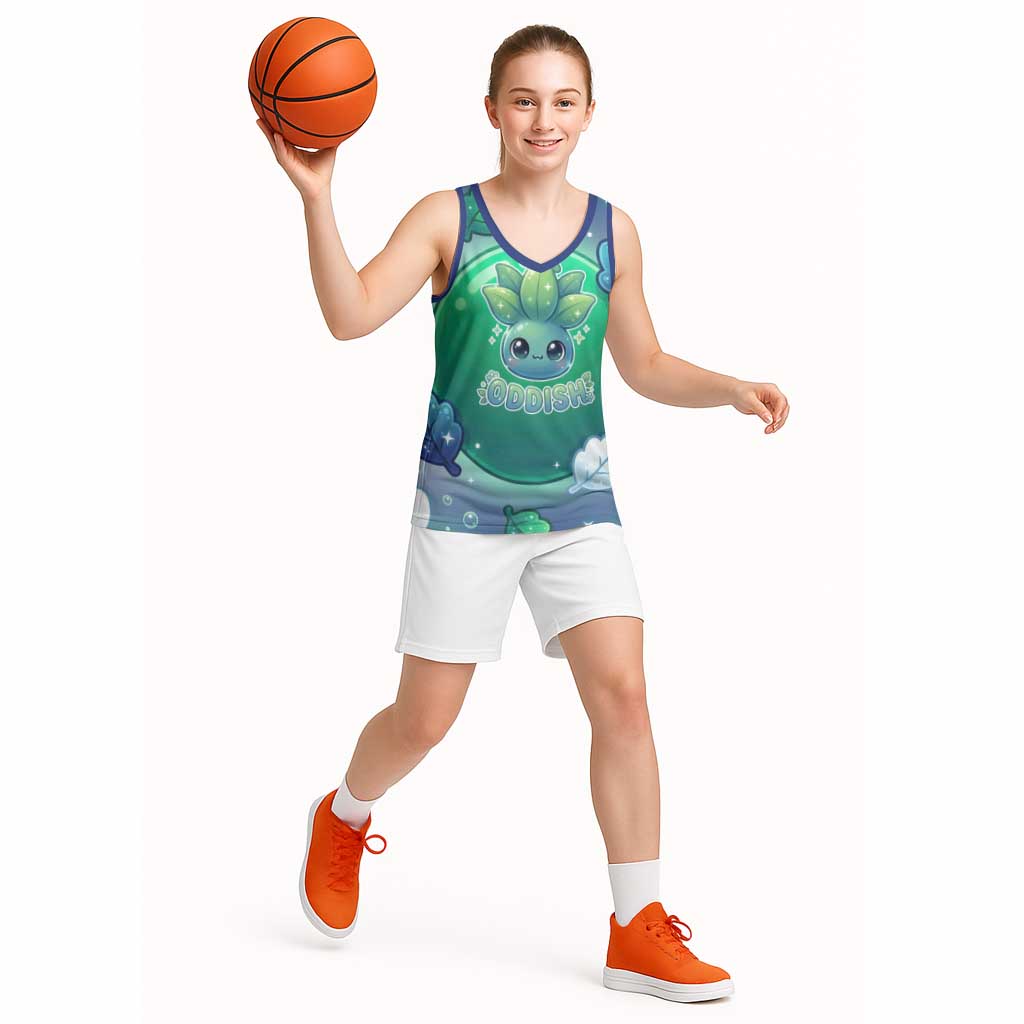 Oddish Basketball Jersey Whimsical Kawaii Botanical Fantasy