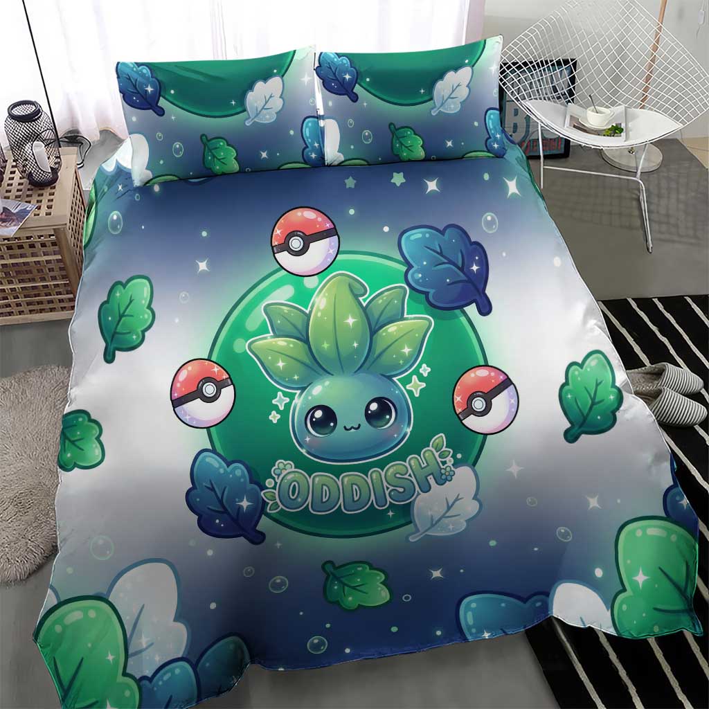 Oddish Bedding Set Whimsical Kawaii Botanical Fantasy