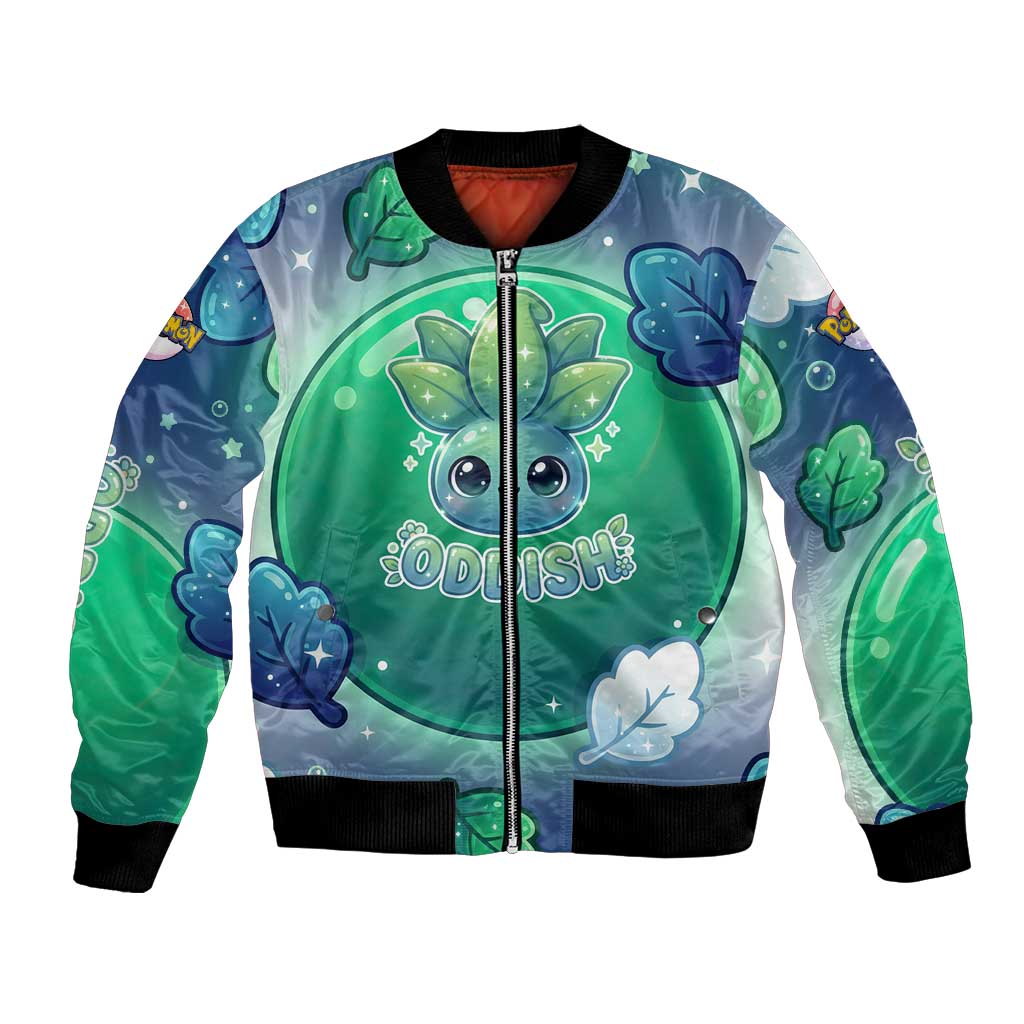 Oddish Bomber Jacket Whimsical Kawaii Botanical Fantasy