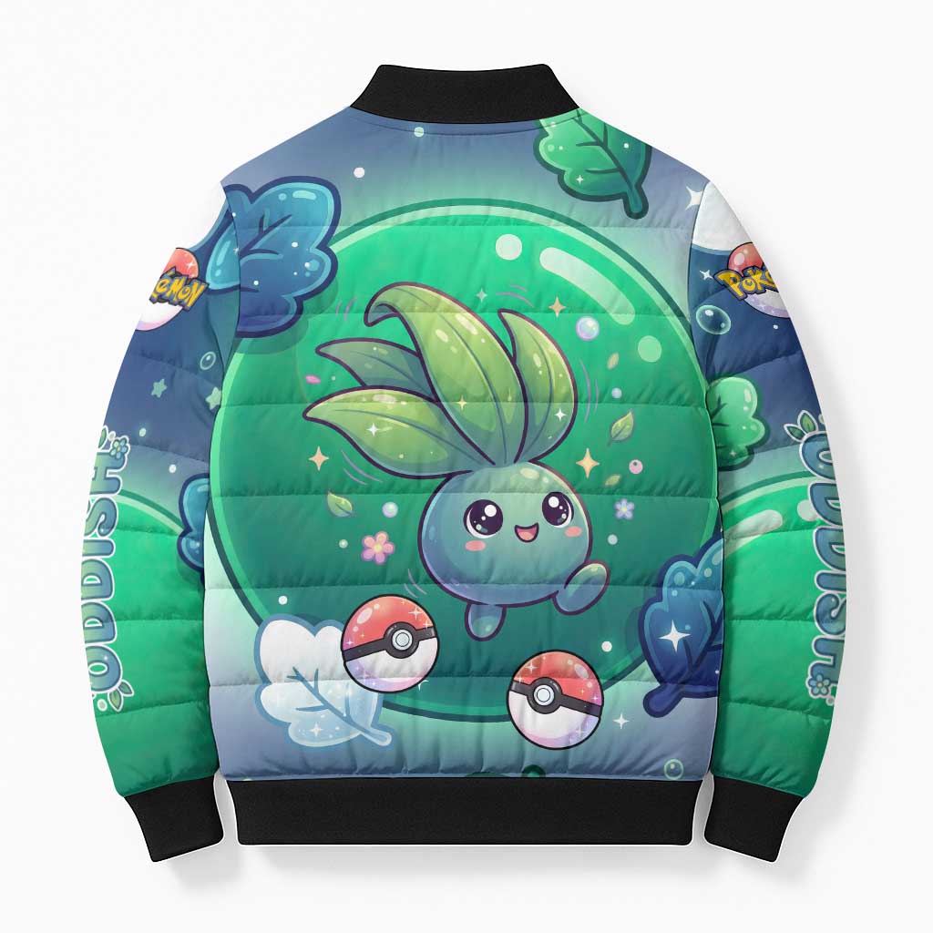 Oddish Bomber Puffer Jacket Whimsical Kawaii Botanical Fantasy