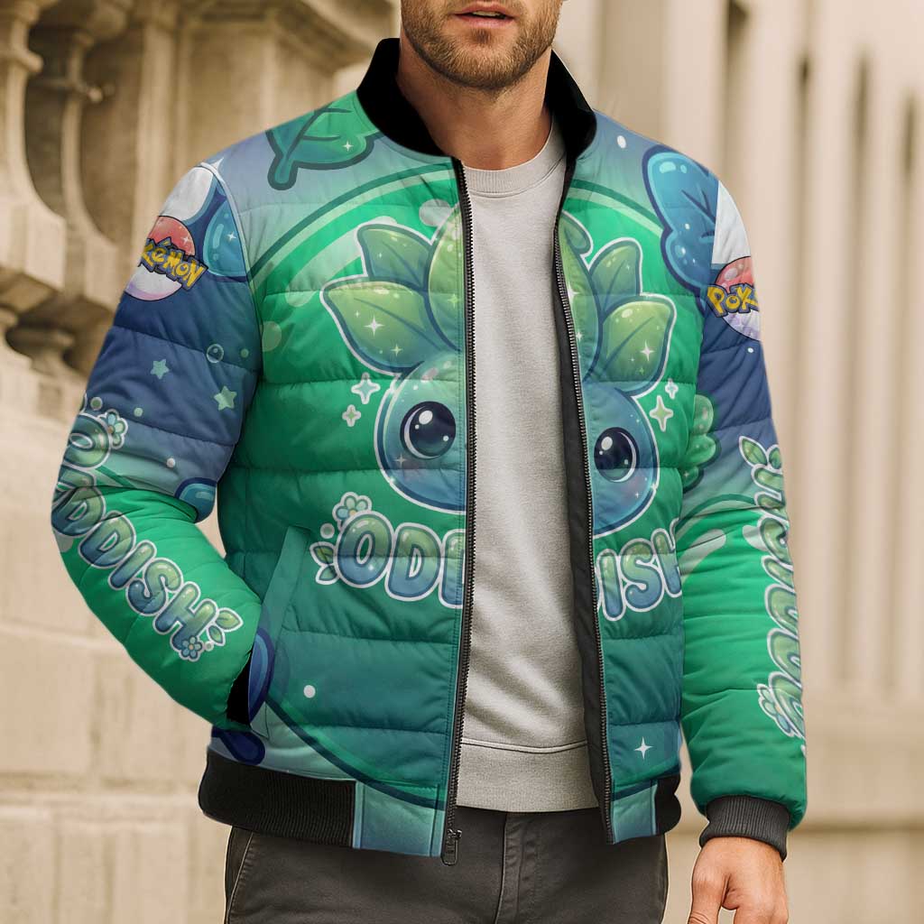 Oddish Bomber Puffer Jacket Whimsical Kawaii Botanical Fantasy
