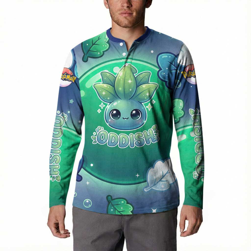 Oddish Button Sweatshirt Whimsical Kawaii Botanical Fantasy