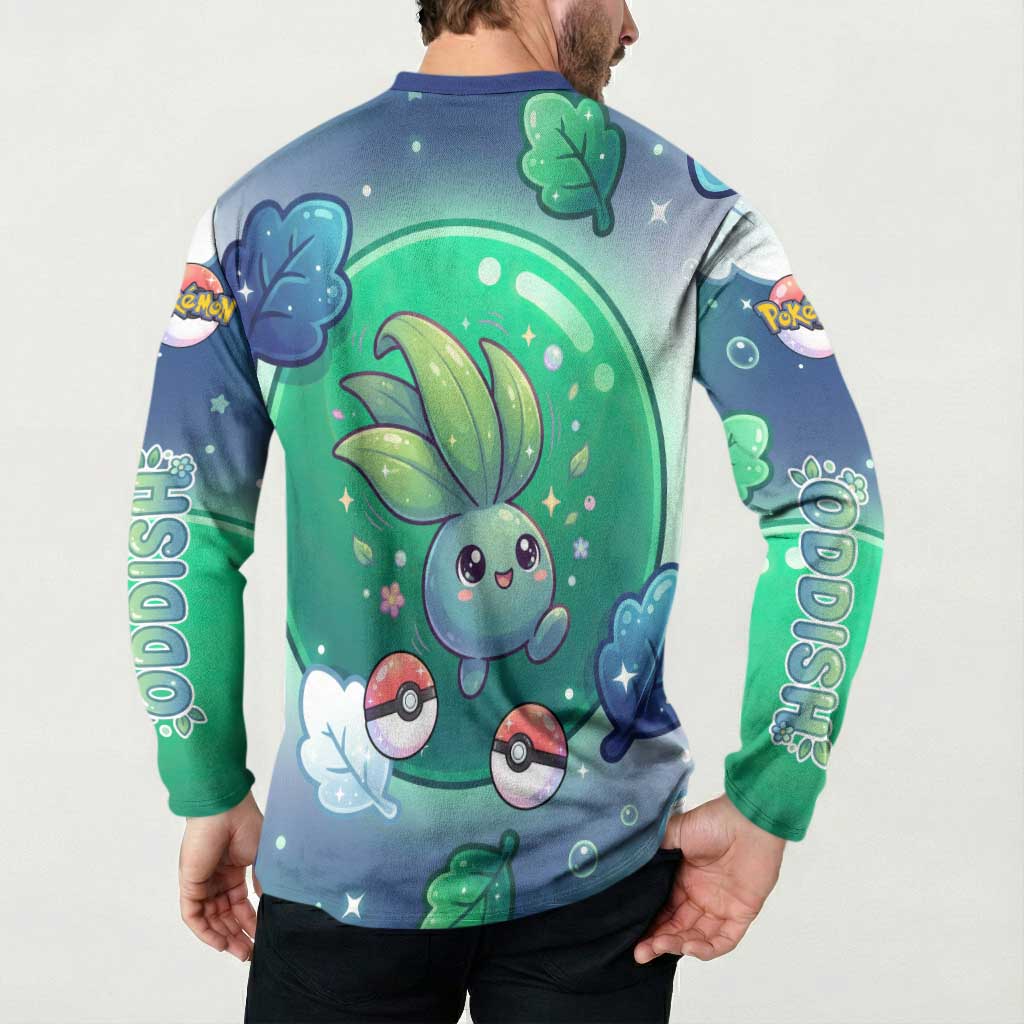 Oddish Button Sweatshirt Whimsical Kawaii Botanical Fantasy