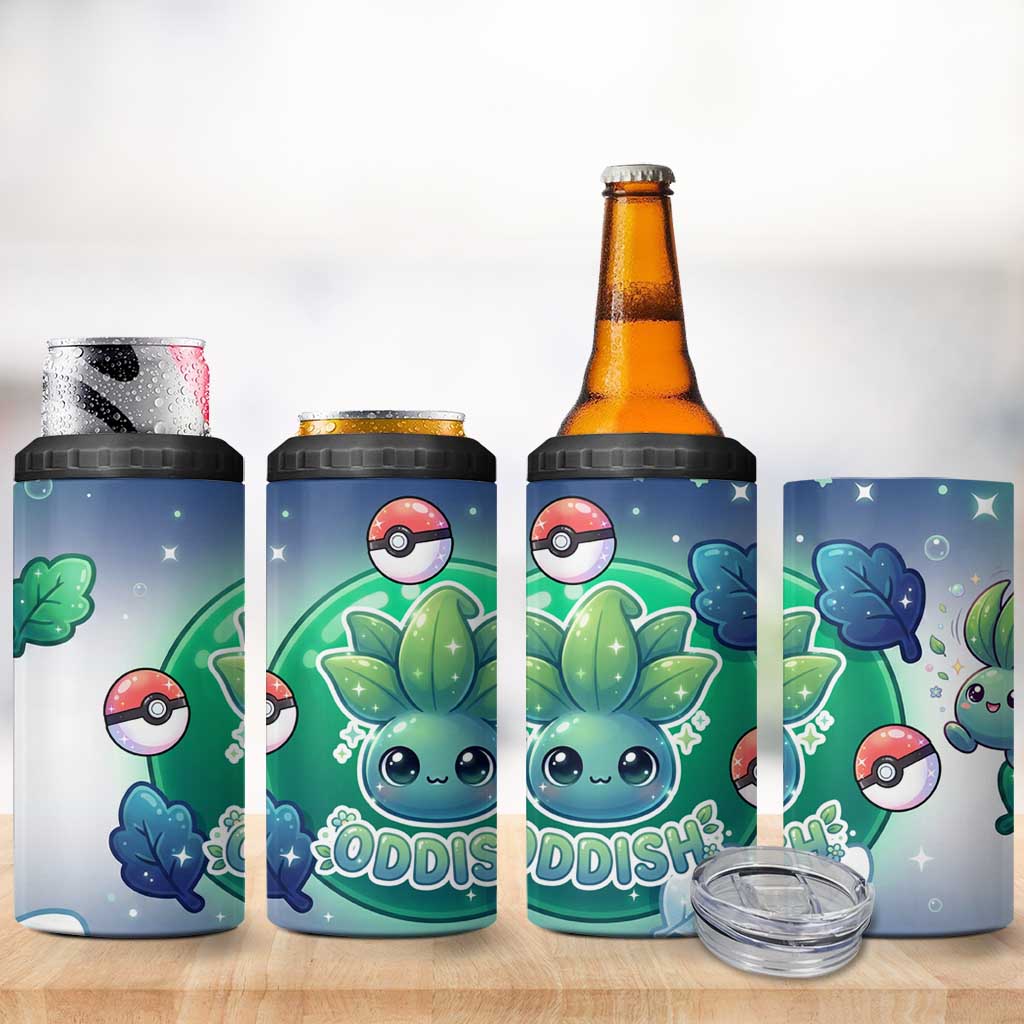 Oddish 4 in 1 Can Cooler Tumbler Whimsical Kawaii Botanical Fantasy