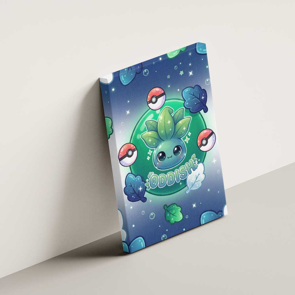 Oddish Canvas Wall Art Whimsical Kawaii Botanical Fantasy