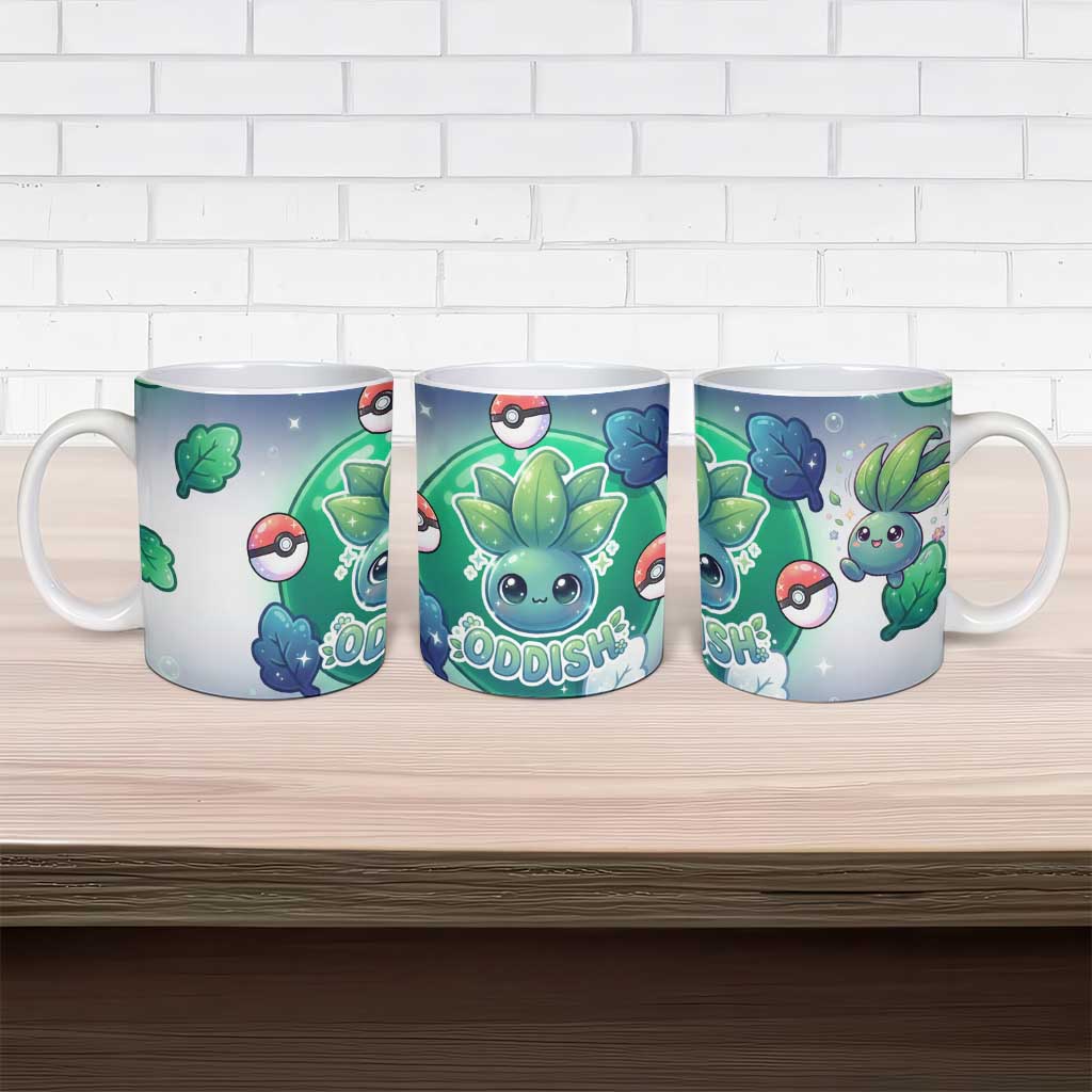 Oddish Ceramic Mug Whimsical Kawaii Botanical Fantasy