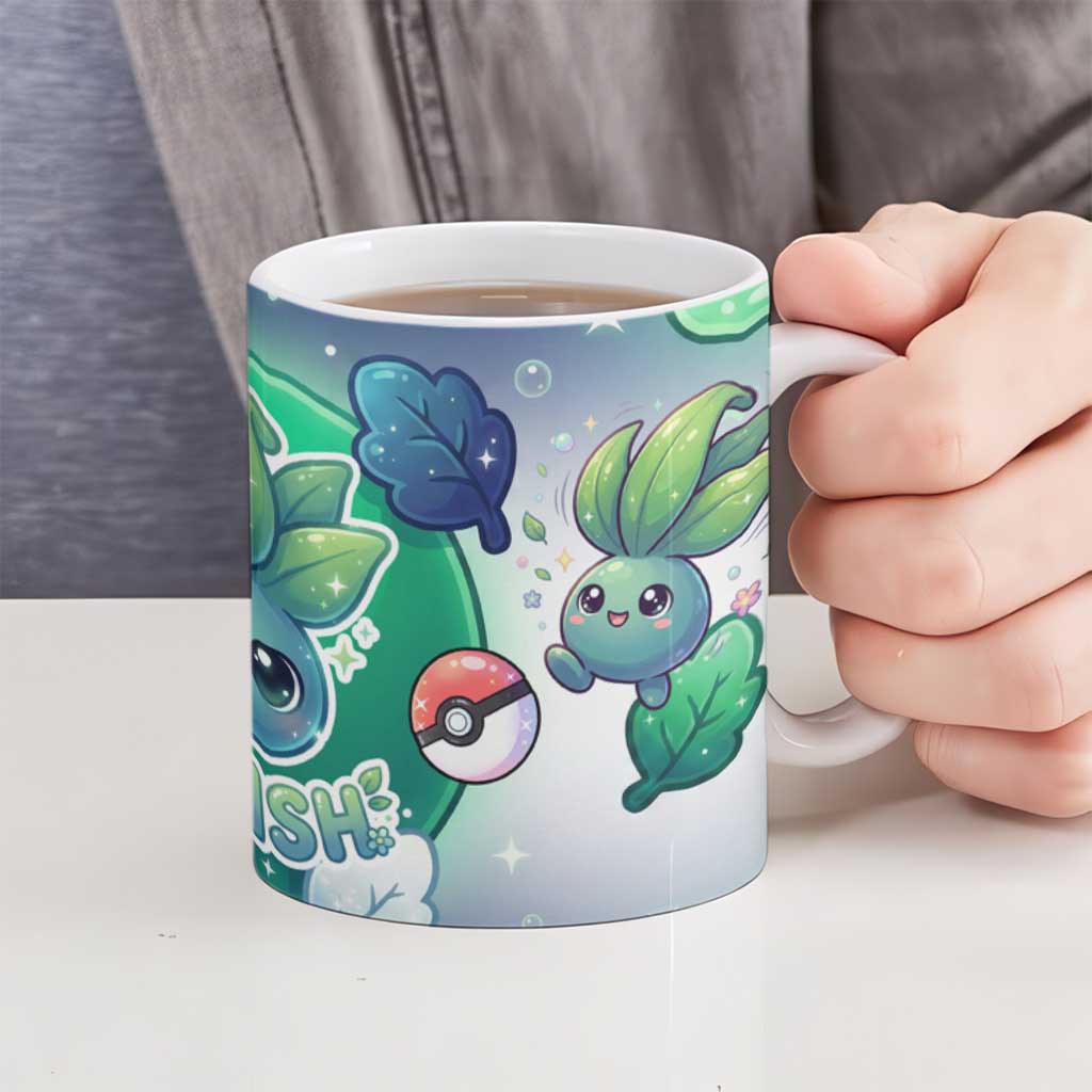 Oddish Ceramic Mug Whimsical Kawaii Botanical Fantasy