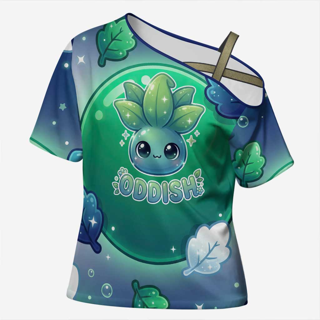 Oddish Cross Shoulder Shirt Whimsical Kawaii Botanical Fantasy