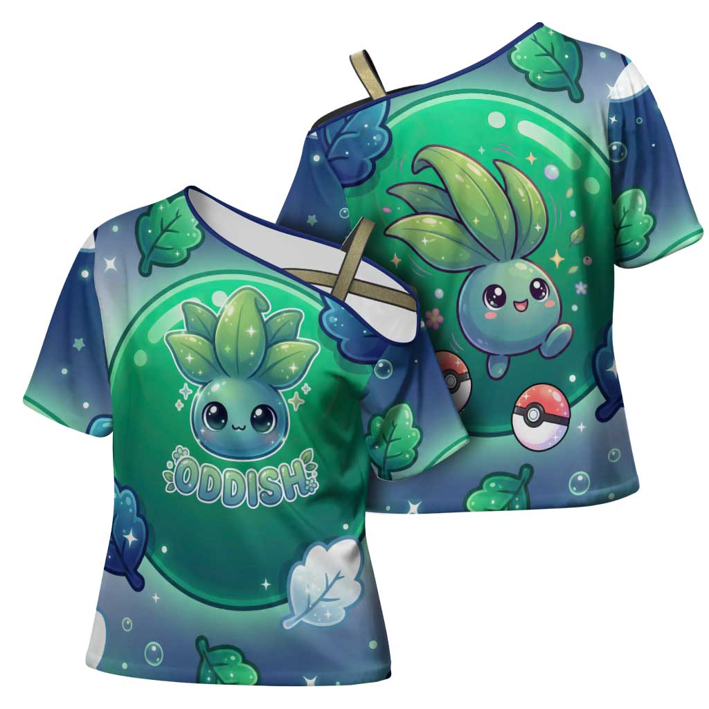 Oddish Cross Shoulder Shirt Whimsical Kawaii Botanical Fantasy