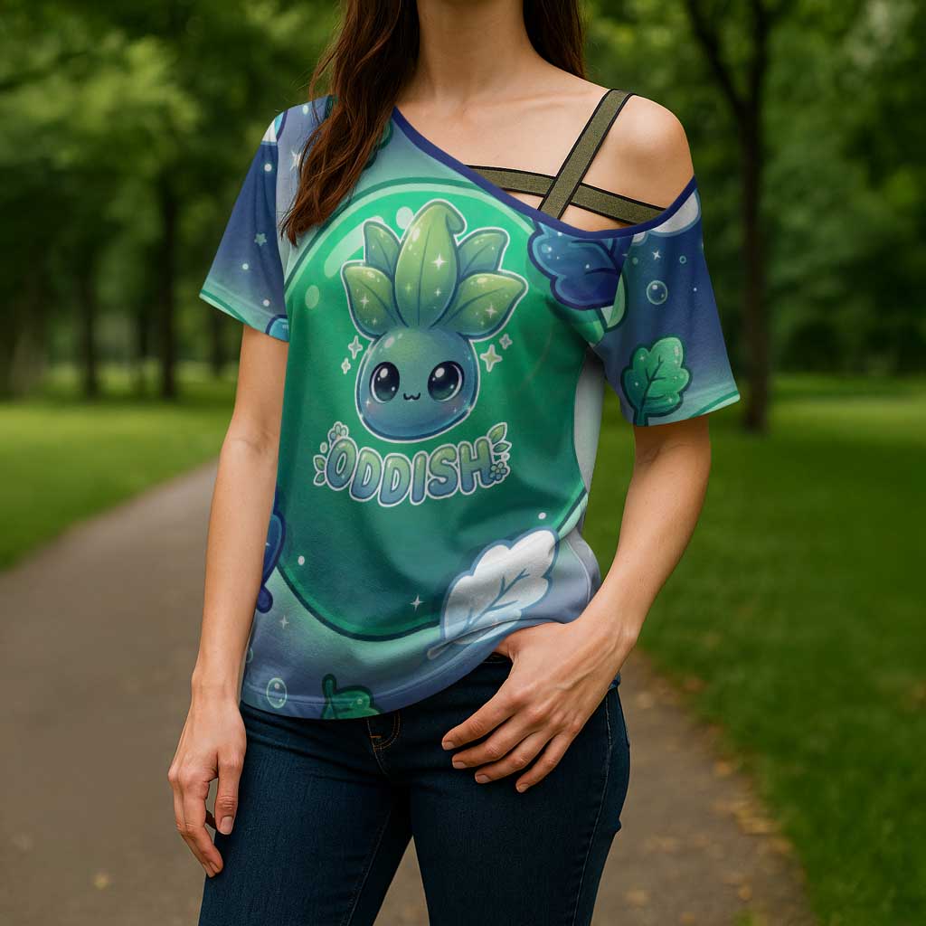 Oddish Cross Shoulder Shirt Whimsical Kawaii Botanical Fantasy