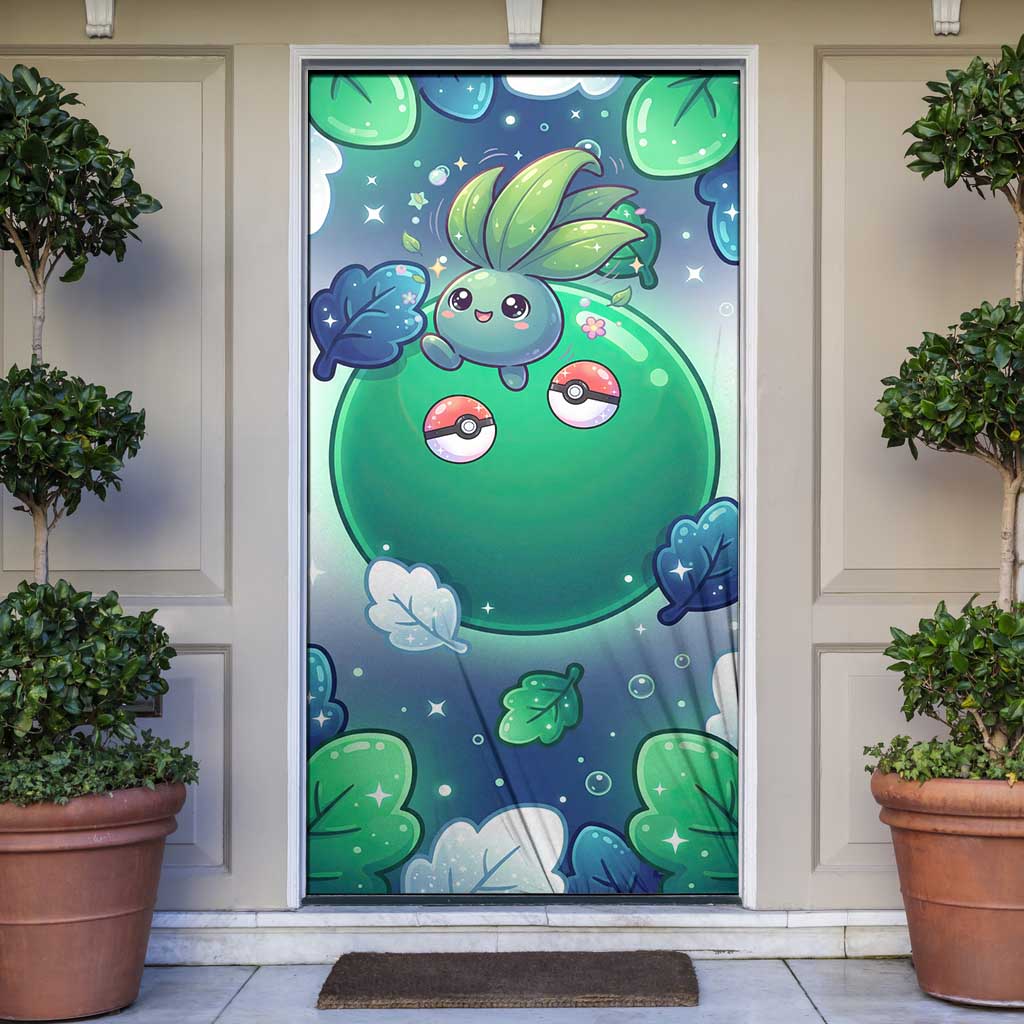 Oddish Door Cover Whimsical Kawaii Botanical Fantasy
